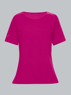T-Shirt DELUXE Baumwolle mit Kristallsteinen Magenta