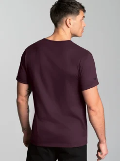 T-Shirt Knopfleiste aus Biobaumwolle Aubergine-C2C