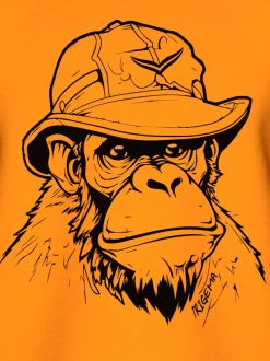 T-Shirt mit Affen-Printmotiv Curry