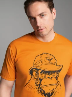 T-Shirt mit Affen-Printmotiv Curry