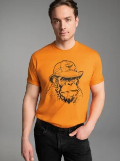 T-Shirt mit Affen-Printmotiv Curry
