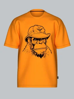 T-Shirt mit Affen-Printmotiv Curry