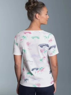 T-Shirt mit Allover Safari-Print Weiss
