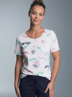 T-Shirt mit Allover Safari-Print Weiss