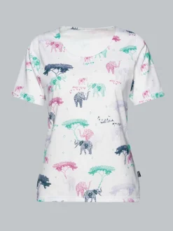 T-Shirt mit Allover Safari-Print Weiss