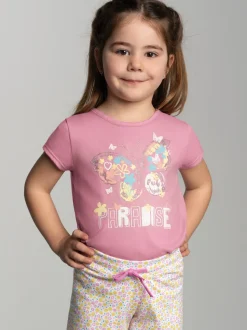 T-Shirt mit buntem Schmetterling-Printmotiv Lilie