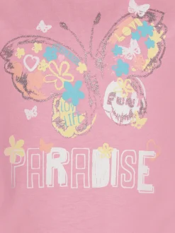 T-Shirt mit buntem Schmetterling-Printmotiv Lilie