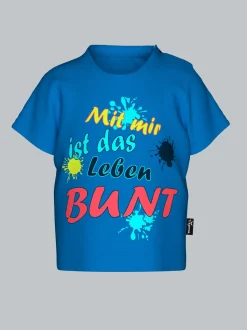 T-Shirt mit buntem Spruch-Print Electric-blue