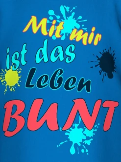 T-Shirt mit buntem Spruch-Print Electric-blue