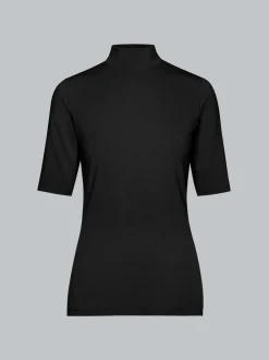 T-Shirt mit elastischem Stehkragen Schwarz