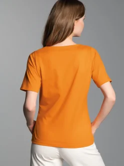 T-Shirt mit floralem Leo-Print Curry