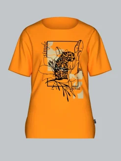 T-Shirt mit floralem Leo-Print Curry