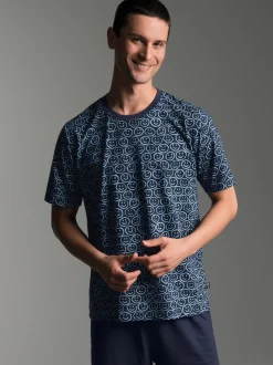 T-Shirt mit freundlichem Smiley-Muster Navy