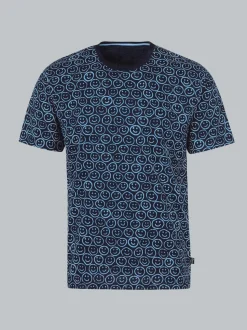 T-Shirt mit freundlichem Smiley-Muster Navy