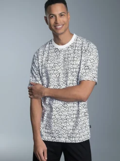 T-Shirt mit freundlichem Smiley-Muster Weiss
