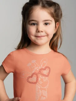 T-Shirt mit glitzerndem Giraffen-Printmotiv Apricot