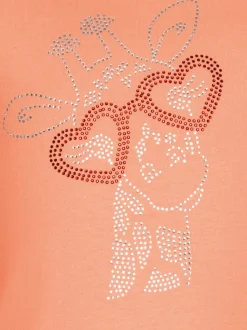 T-Shirt mit glitzerndem Giraffen-Printmotiv Apricot