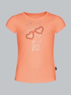 T-Shirt mit glitzerndem Giraffen-Printmotiv Apricot