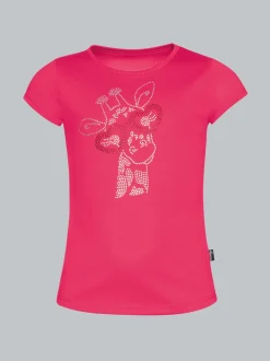 T-Shirt mit glitzerndem Giraffen-Printmotiv Koralle