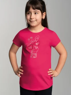 T-Shirt mit glitzerndem Giraffen-Printmotiv Koralle