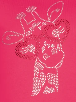 T-Shirt mit glitzerndem Giraffen-Printmotiv Koralle
