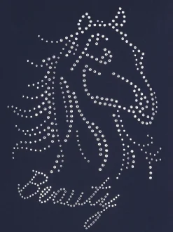 T-Shirt mit Glitzer-Pferd Navy