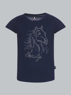 T-Shirt mit Glitzer-Pferd Navy