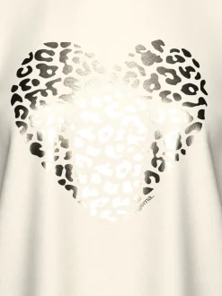 T-Shirt mit goldenem Leo-Herz-Print Natur