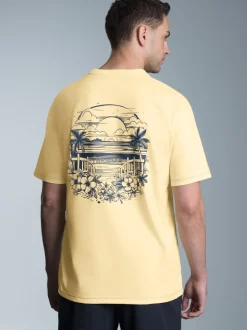 T-Shirt mit großem Backprint Vanille