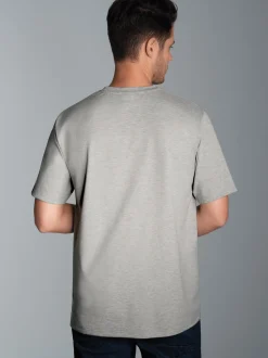 T-Shirt mit großem Hirsch-Printmotiv Grau-melange