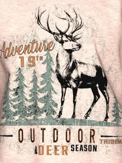 T-Shirt mit großem Hirsch-Printmotiv Sand-melange