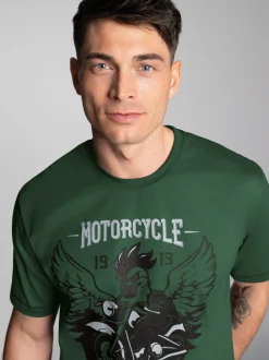 T-Shirt mit großem Motorrad-Printmotiv Efeu