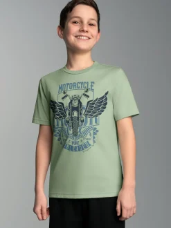 T-Shirt mit großem Motorrad-Printmotiv Green tea