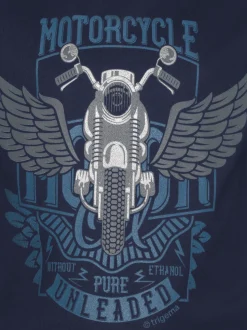 T-Shirt mit großem Motorrad-Printmotiv Navy