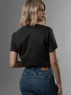 T-Shirt mit Knopfleiste DELUXE Baumwolle Schwarz