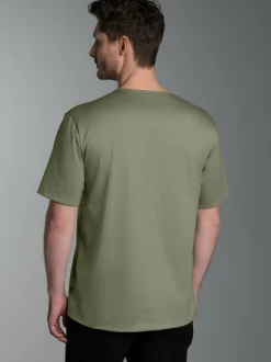 T-Shirt mit Knopfleiste DELUXE Baumwolle Salbei