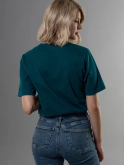 T-Shirt mit Knopfleiste DELUXE Baumwolle Saphir