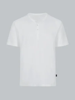T-Shirt mit Knopfleiste DELUXE Baumwolle Weiss