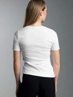 T-Shirt mit Kristallsteinen Weiss