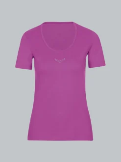 T-Shirt mit Kristallsteinen Fuchsia