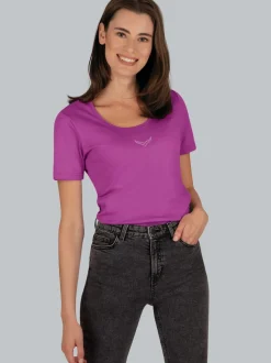 T-Shirt mit Kristallsteinen Fuchsia