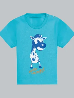 T-Shirt mit lustigem Zebra-Printmotiv Azur