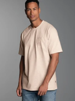 T-Shirt mit modischem Printmotiv Sand-melange