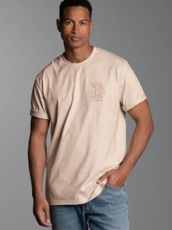 T-Shirt mit modischem Printmotiv Sand-melange