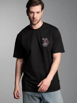 T-Shirt mit modischem Printmotiv Schwarz