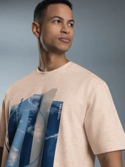 T-Shirt mit modischem Printmotiv Sand-melange