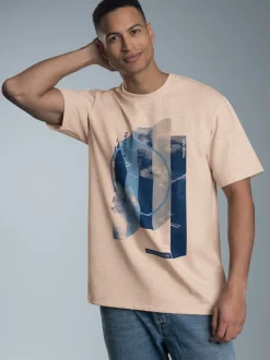T-Shirt mit modischem Printmotiv Sand-melange
