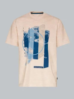 T-Shirt mit modischem Printmotiv Sand-melange