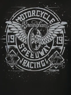 T-Shirt mit Motorrad-Printmotiven Schwarz
