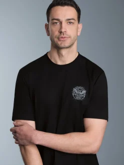 T-Shirt mit Motorrad-Printmotiven Schwarz